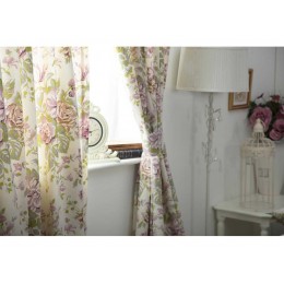 Country Dream Floral Rose Boutique Curtain Pairs with Tie Backs